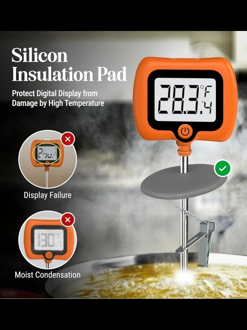 2 Pack Digital Candy Thermometer with Pot Clip, 10
